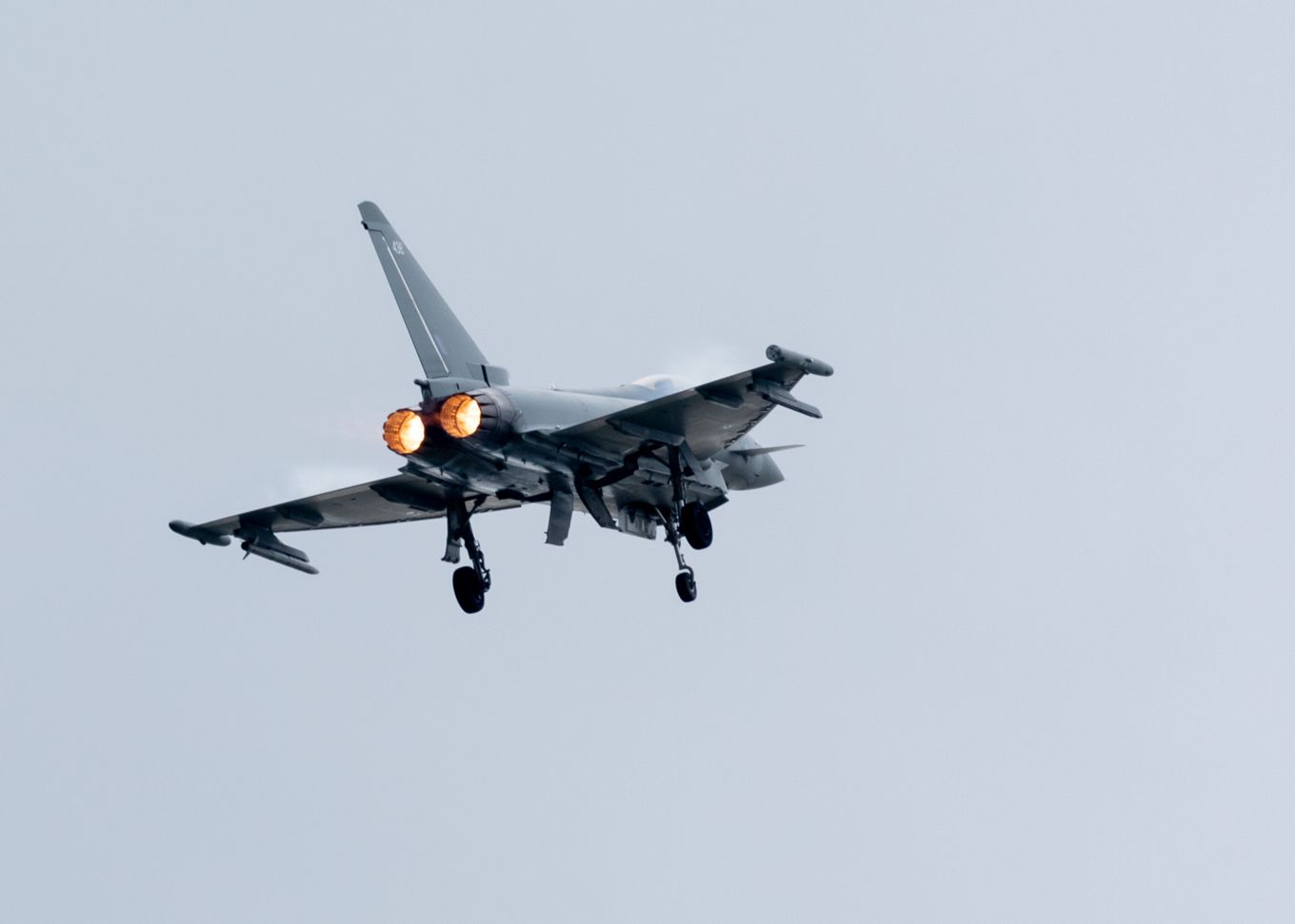Typhoon Display team Pilot practices manoeuvres in the skies over RAF Honington
