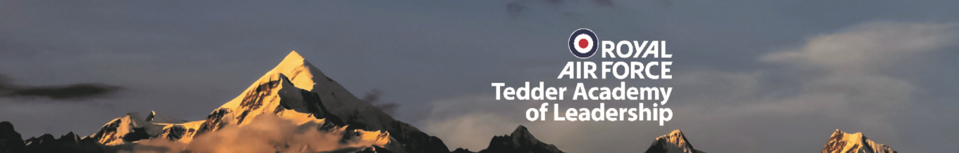 Mountain landscape background with Tedder Academy of Leadership logo.