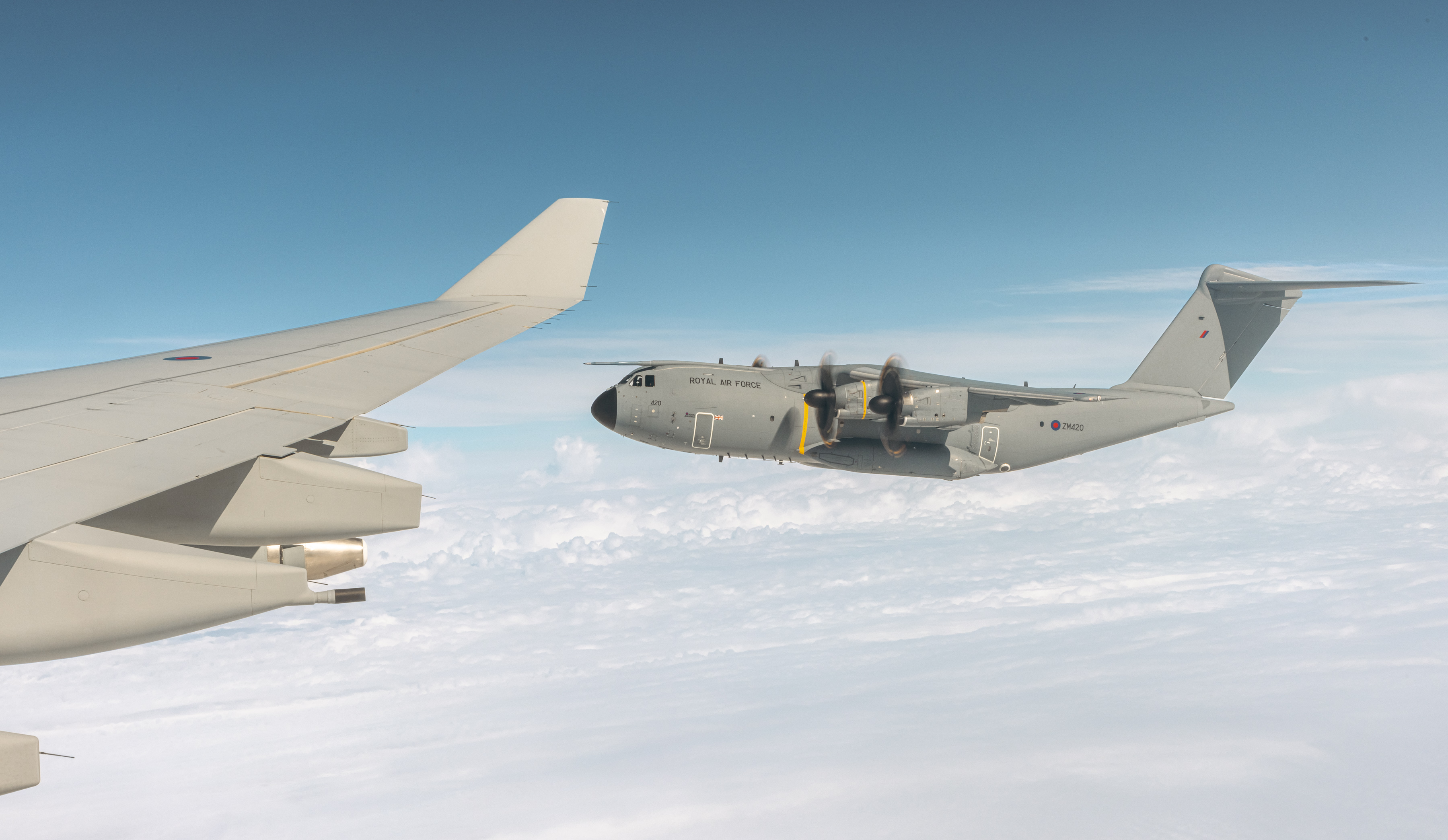 A400M flying alongside Voyager aircraft