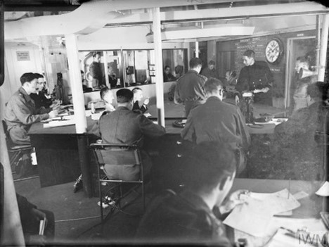 The Operations Room on HMS Hilary, another Combined Operations Headquarters Ship