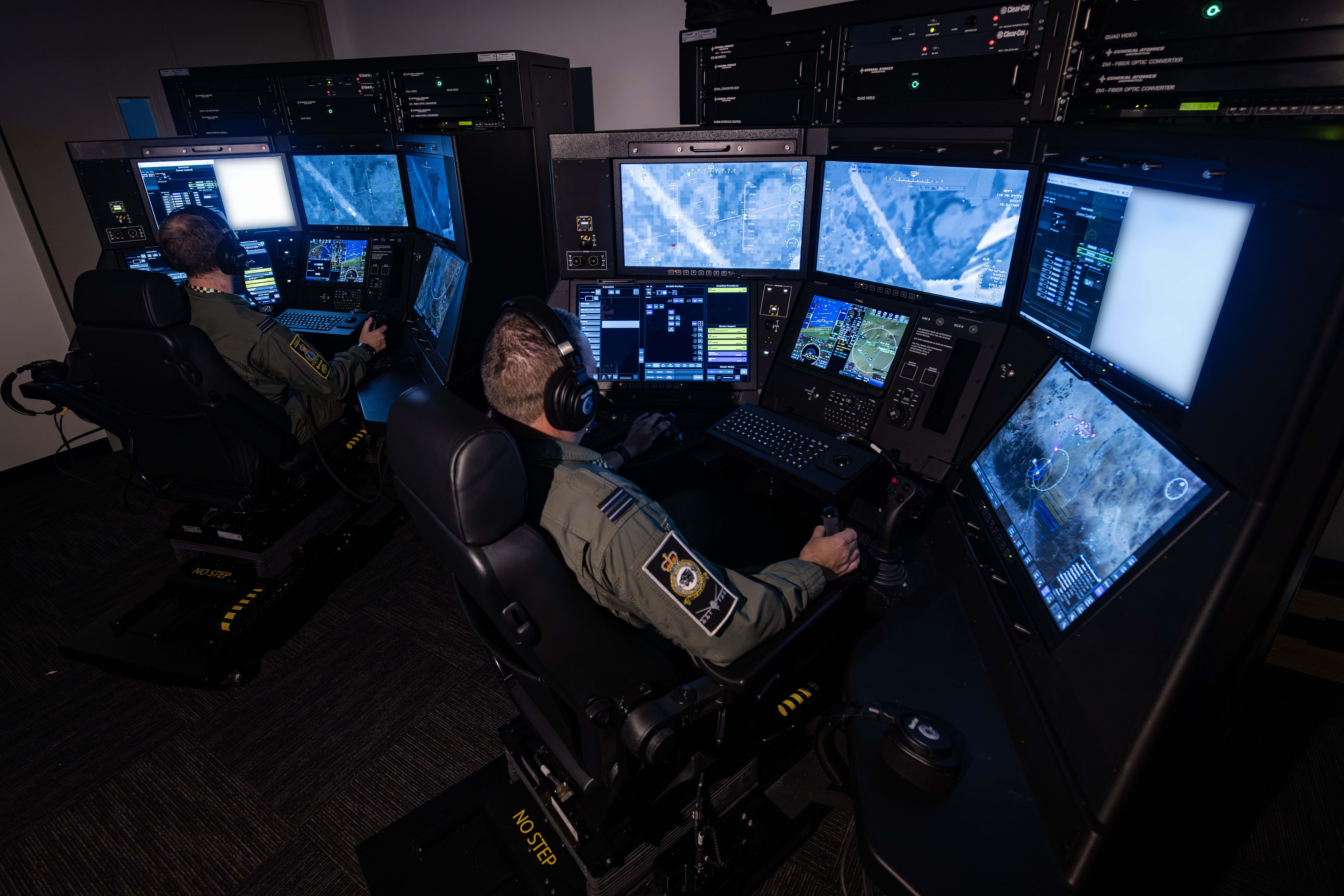 RAF pilot using the simulator training suite