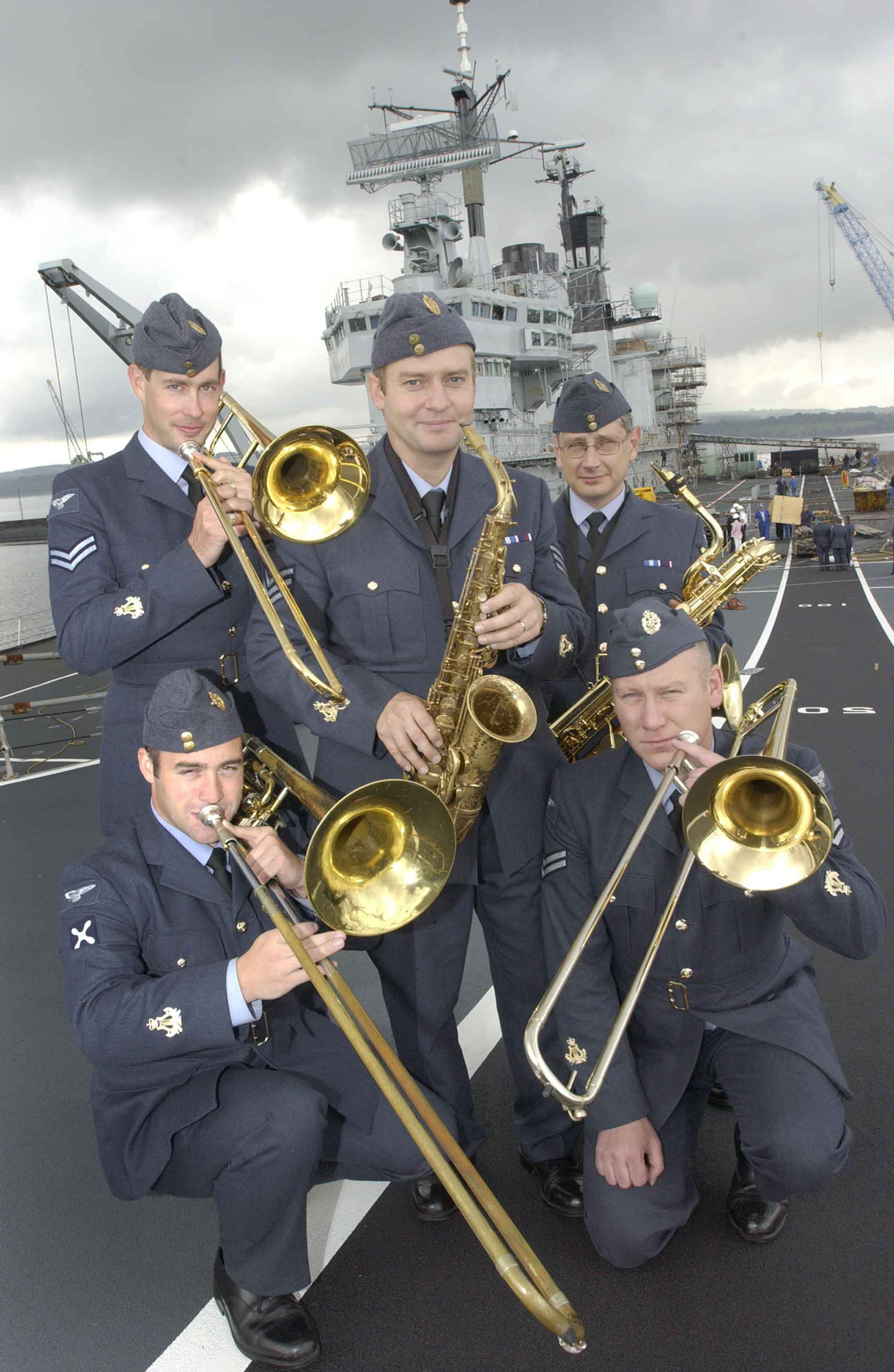 A young Corporal Piers Morrell photographed with fellow musicians of the RAF Squadronaires.