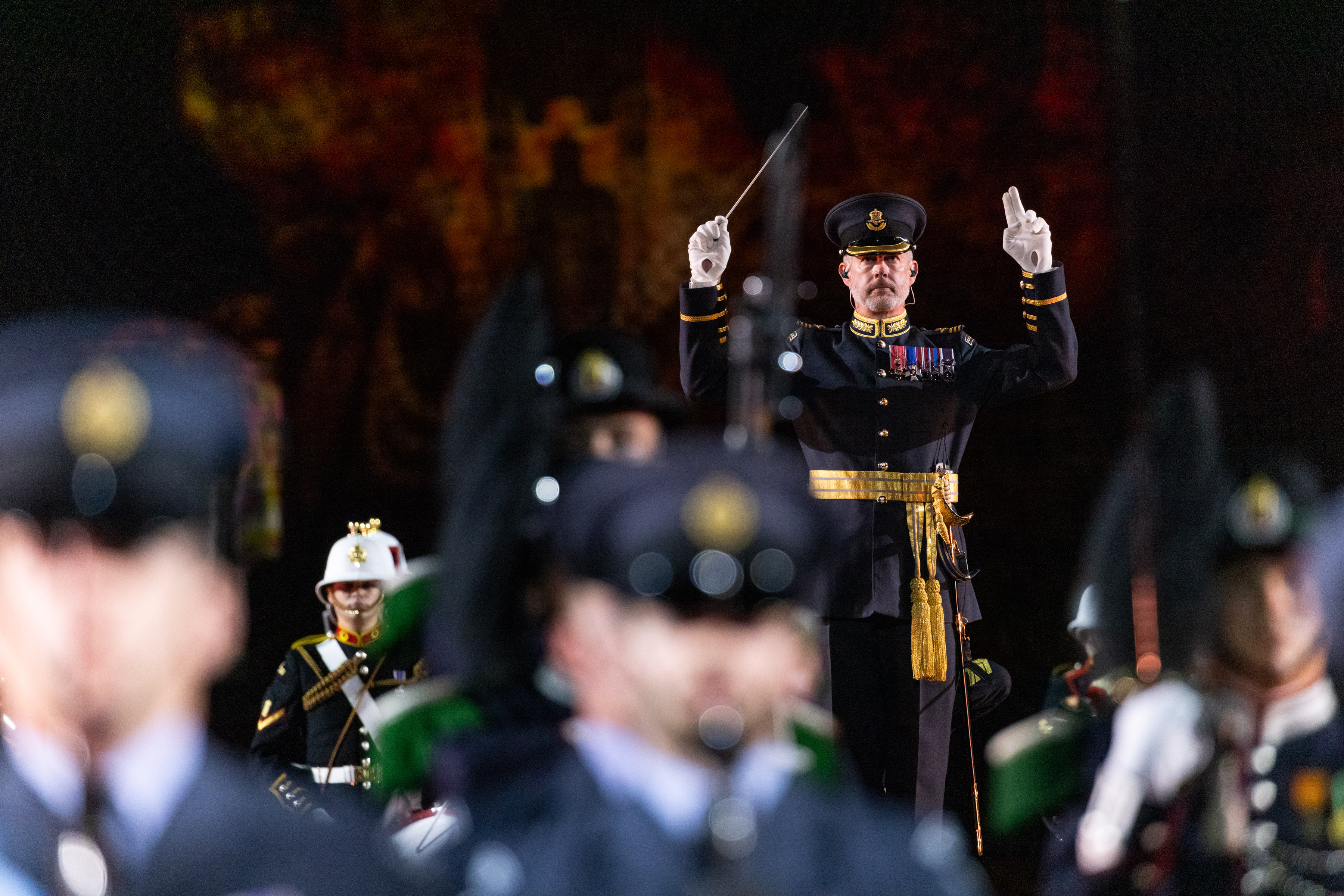 Wing Commander Piers Morrell conducting at The Royal Edinburgh Military Tattoo