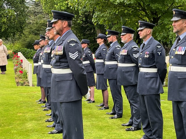 Personnel at the cemetery formed up.