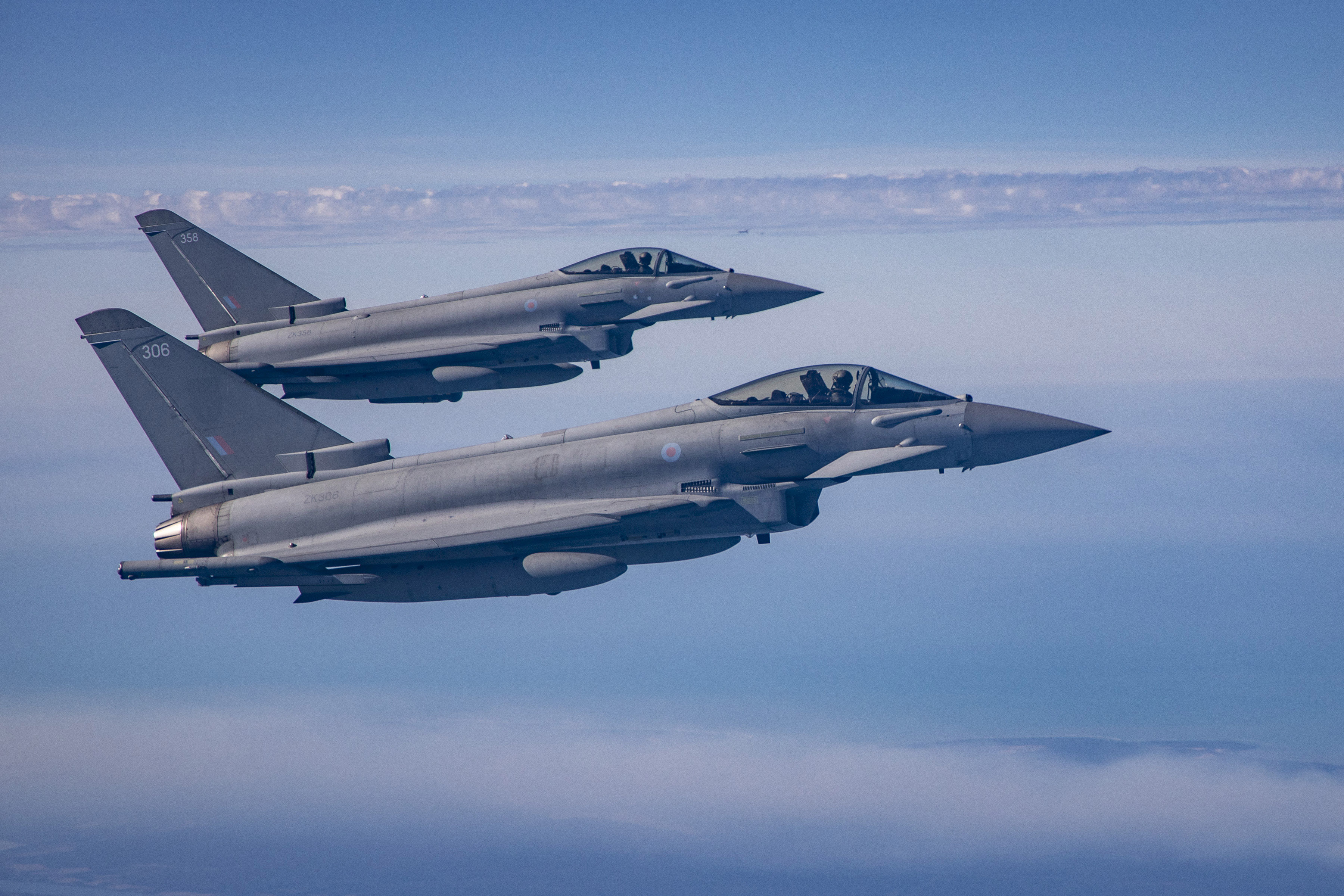 2 typhoon aircraft in the sky